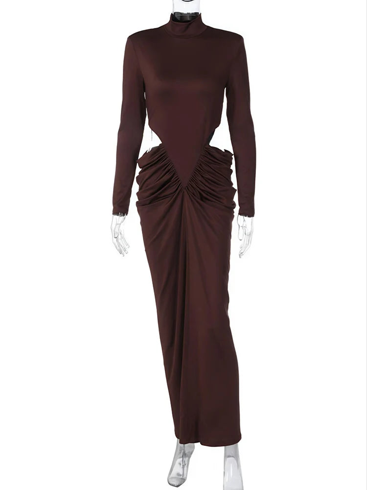 Elegant Slim Fit Ruched Floor-Length Dress