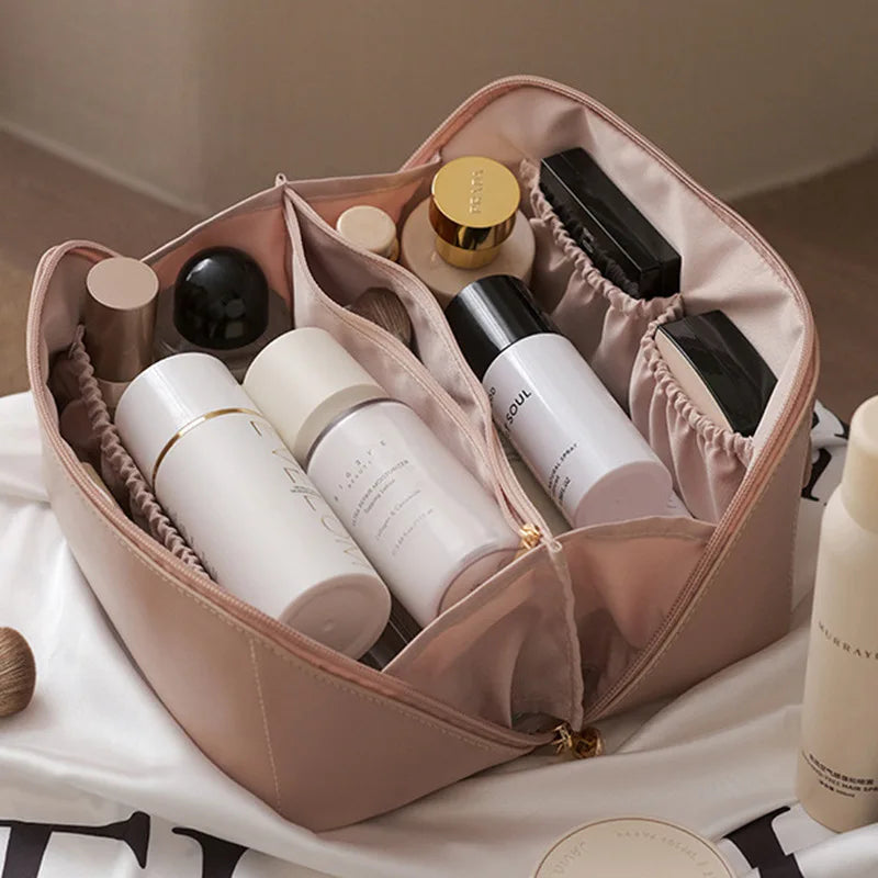 Large Capacity Portable Travel Cosmetic Bag - PU Leather