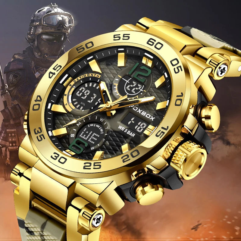 FOXBOX Business Watches Men Luxury Diver Sport Mens Watch Fashion Military Waterproof Chronograph Quartz Wristwatch Reloj Hombre