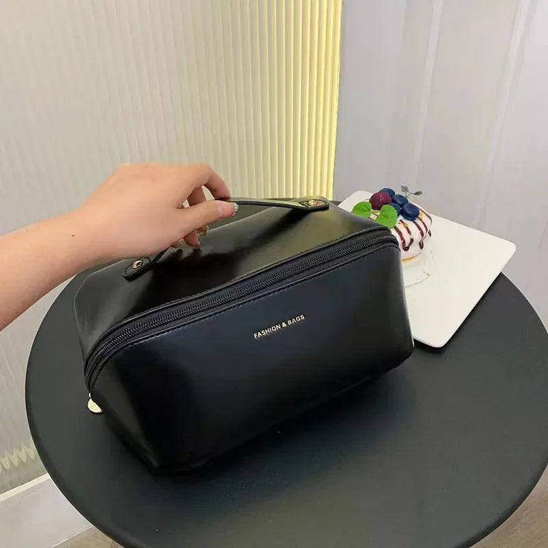 Large Capacity Portable Travel Cosmetic Bag - PU Leather