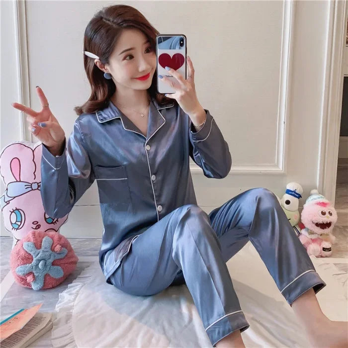 Comfortable Women's Satin Pajama Set