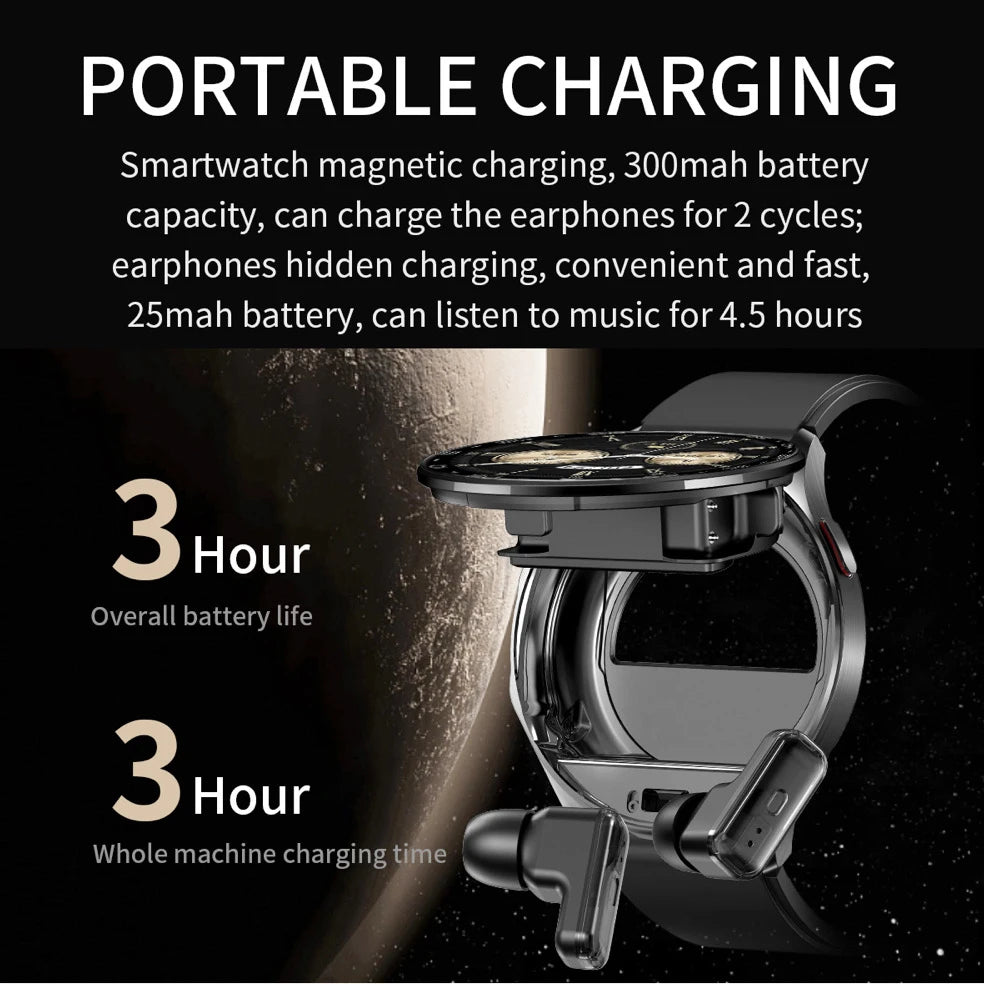 696 Smart Watch with Integrated Bluetooth Earbuds