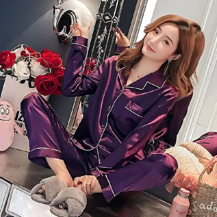 Comfortable Women's Satin Pajama Set