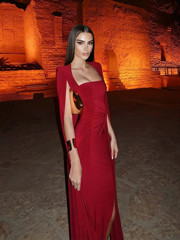 Elegant Knit Floor-Length Evening Gown