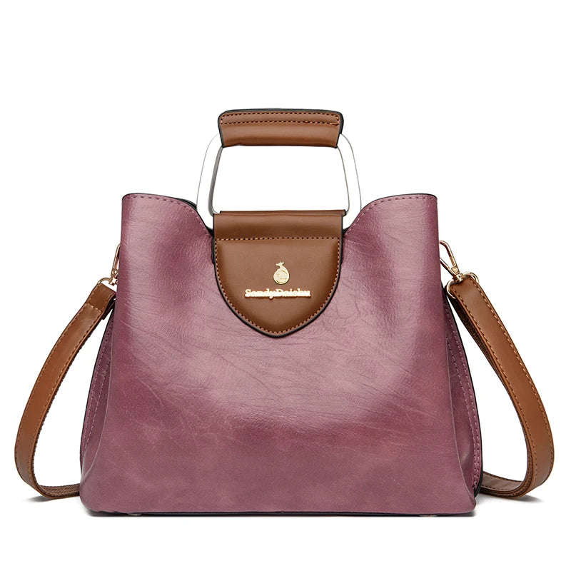 Elegant Soft Leather Shopper Shoulder Bag for Women