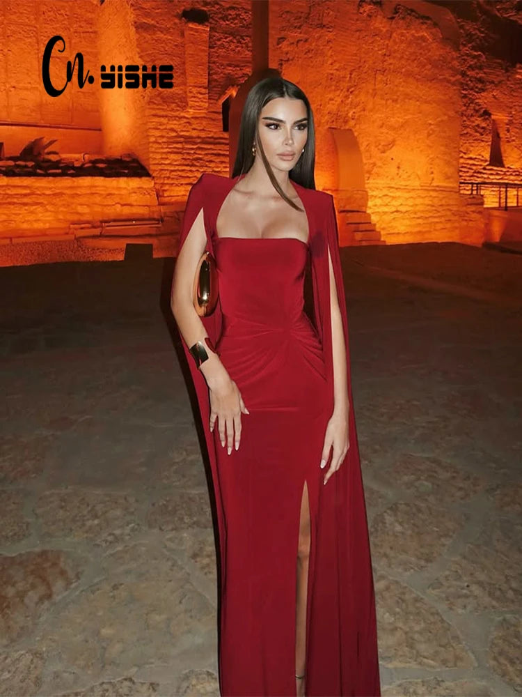 Elegant Knit Floor-Length Evening Gown