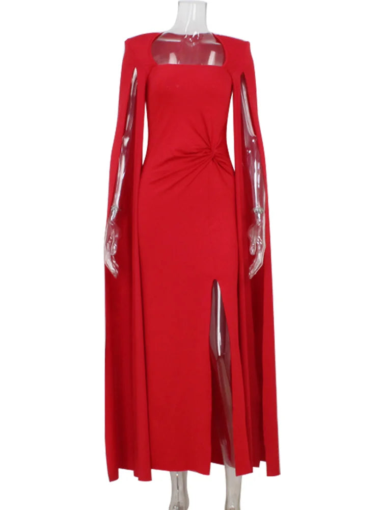 Elegant Knit Floor-Length Evening Gown