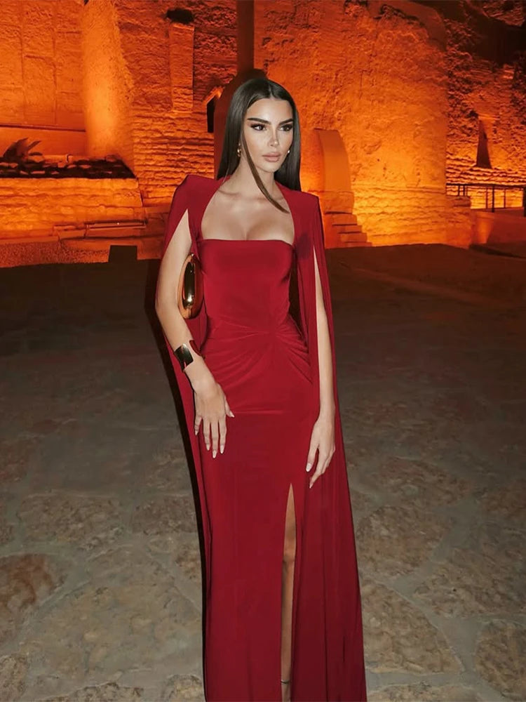 Elegant Knit Floor-Length Evening Gown