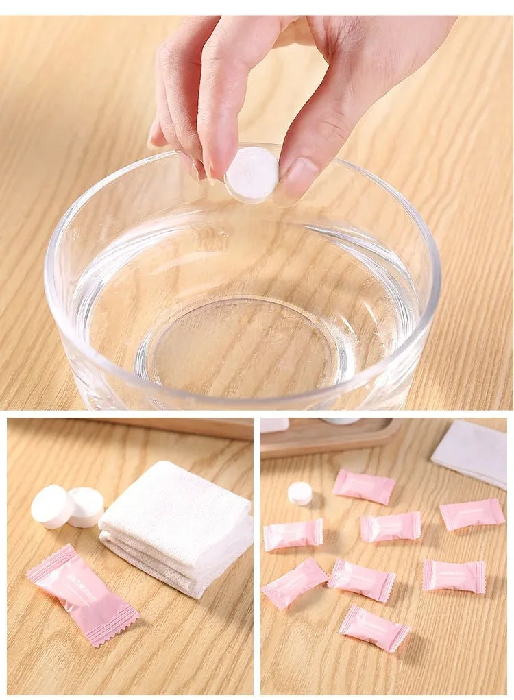 Portable 100% Cotton Disposable Compressed Cleansing Towels