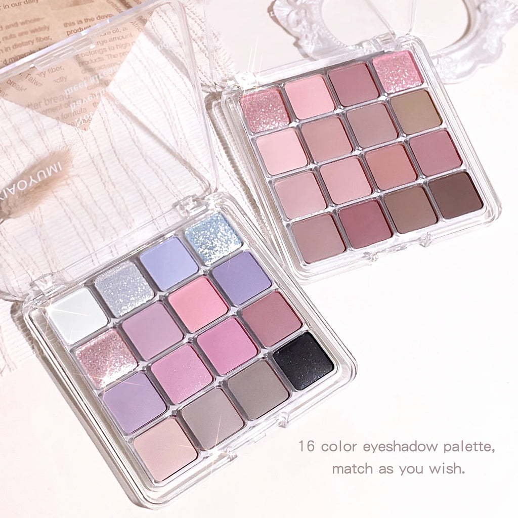 XIAOYUMI 16-Color Versatile Eyeshadow Palette - Glitter, Shimmer & Matte