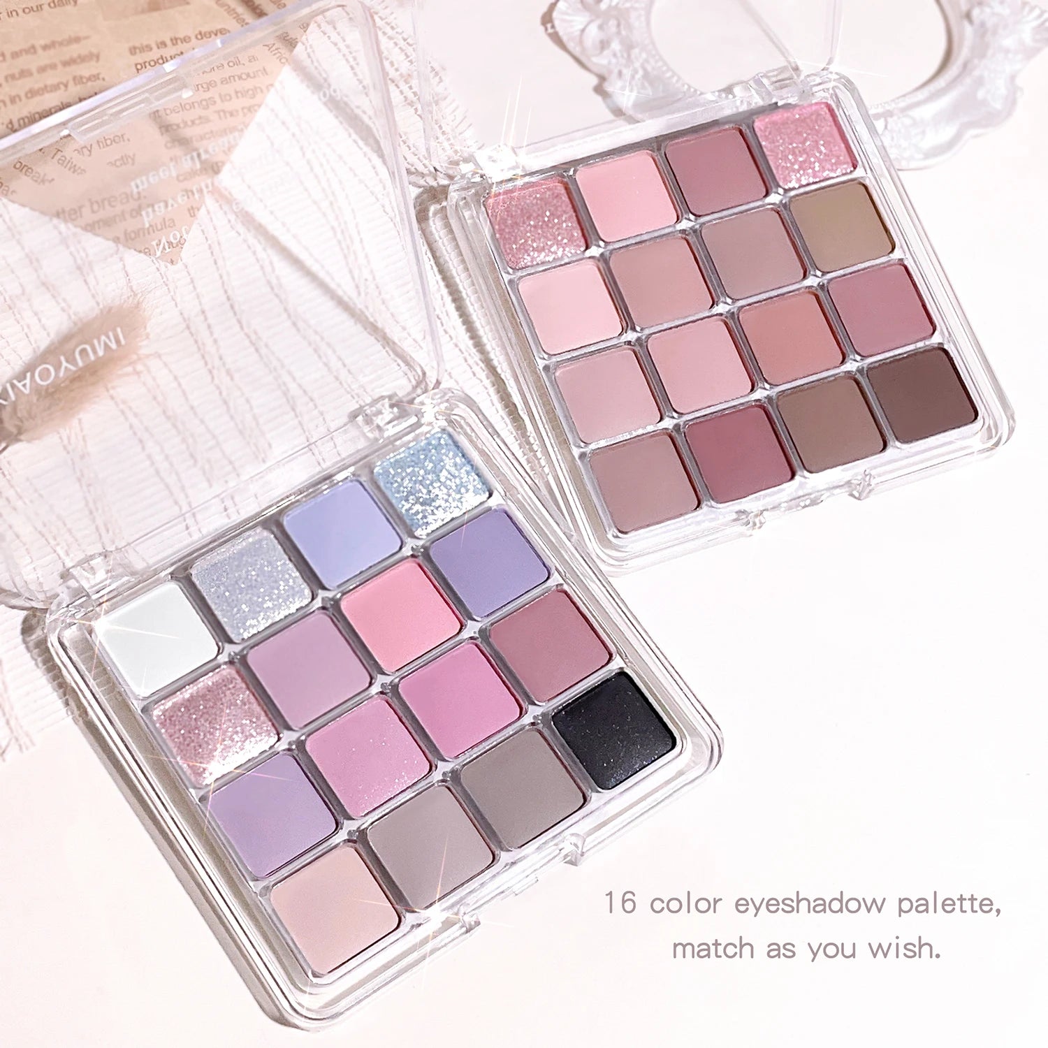 XIAOYUMI 16-Color Versatile Eyeshadow Palette - Glitter, Shimmer & Matte