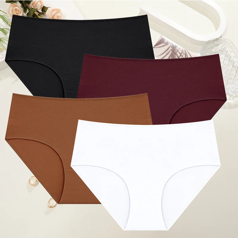 4-Pack Women's High-Waist Cotton Panties