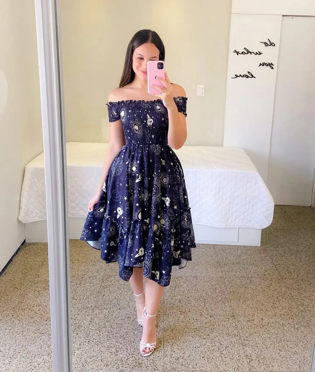Elegant Floral Off-Shoulder Summer Dress