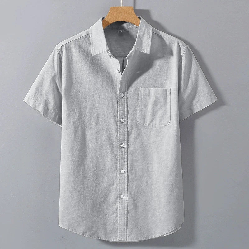 Men's Casual Short Sleeve Cotton Shirt