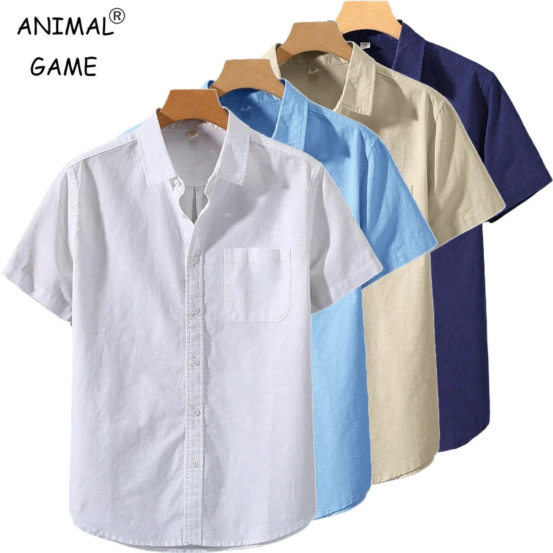 Men's Casual Short Sleeve Cotton Shirt