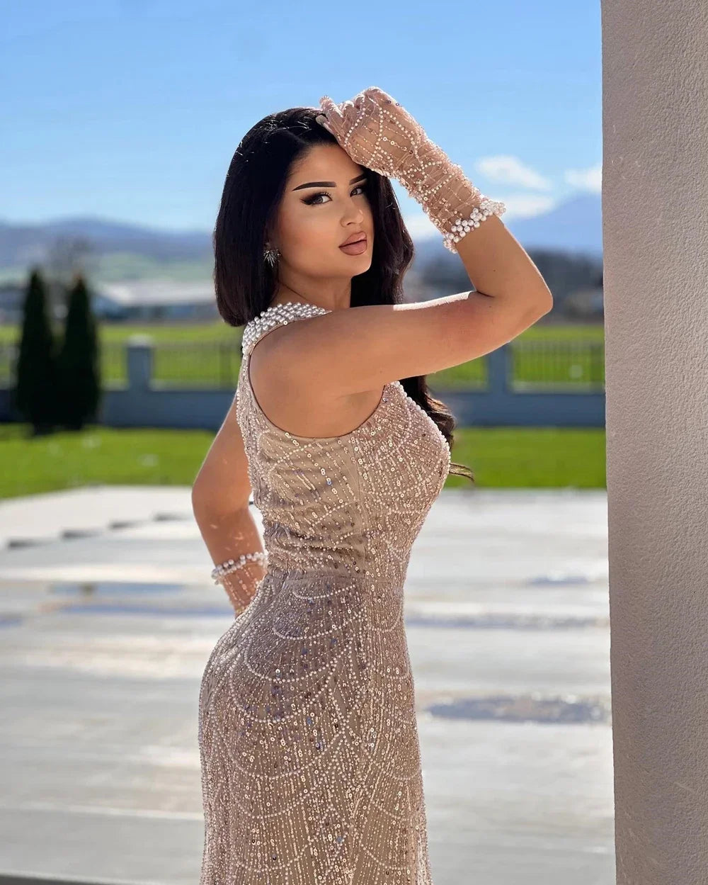 Elegant Satin Floor-Length Evening Gown
