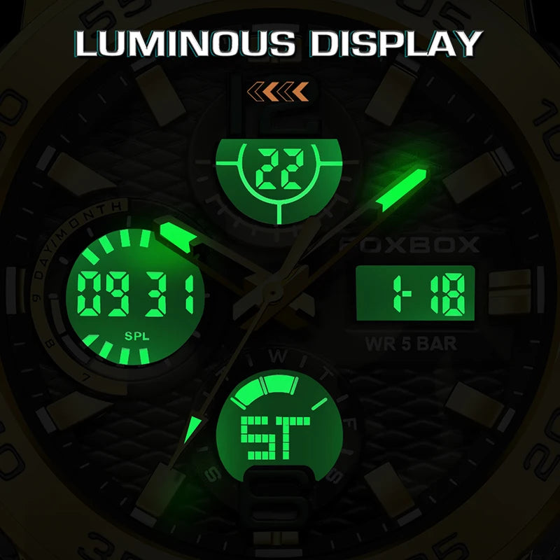 FOXBOX Business Watches Men Luxury Diver Sport Mens Watch Fashion Military Waterproof Chronograph Quartz Wristwatch Reloj Hombre
