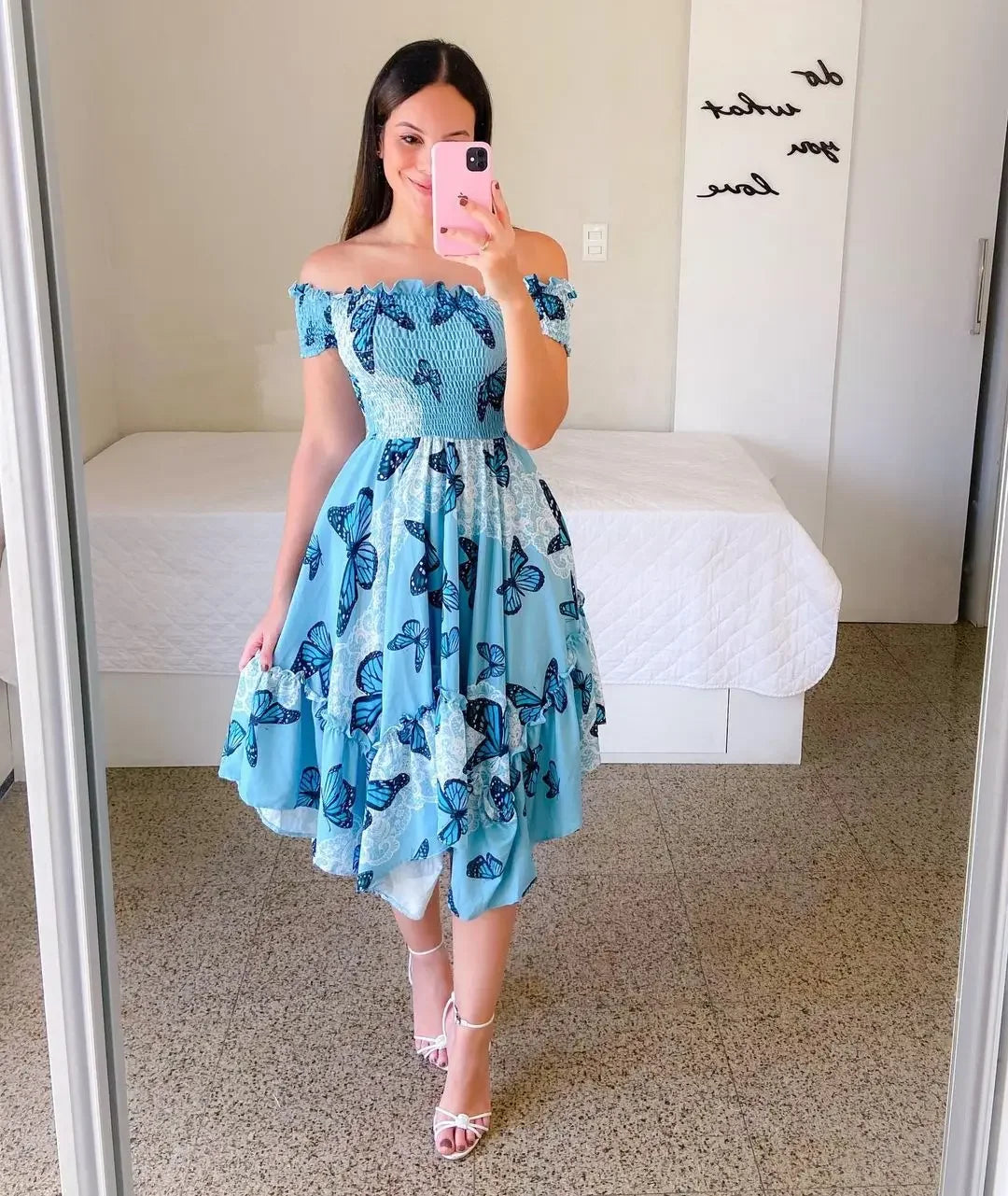 Elegant Floral Off-Shoulder Summer Dress