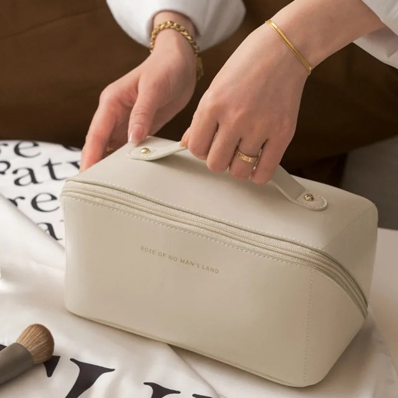 Large Capacity Portable Travel Cosmetic Bag - PU Leather