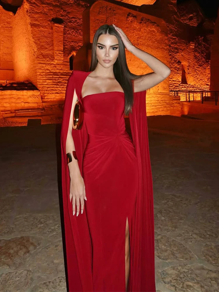 Elegant Knit Floor-Length Evening Gown