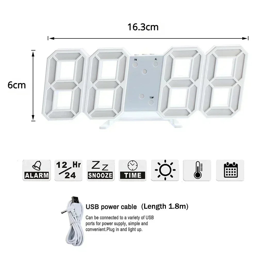 3D Digital LED Wall Clock