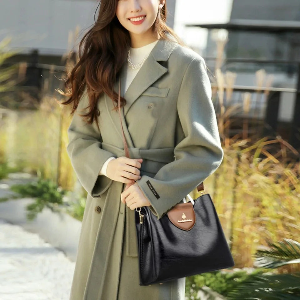 Elegant Soft Leather Shopper Shoulder Bag for Women