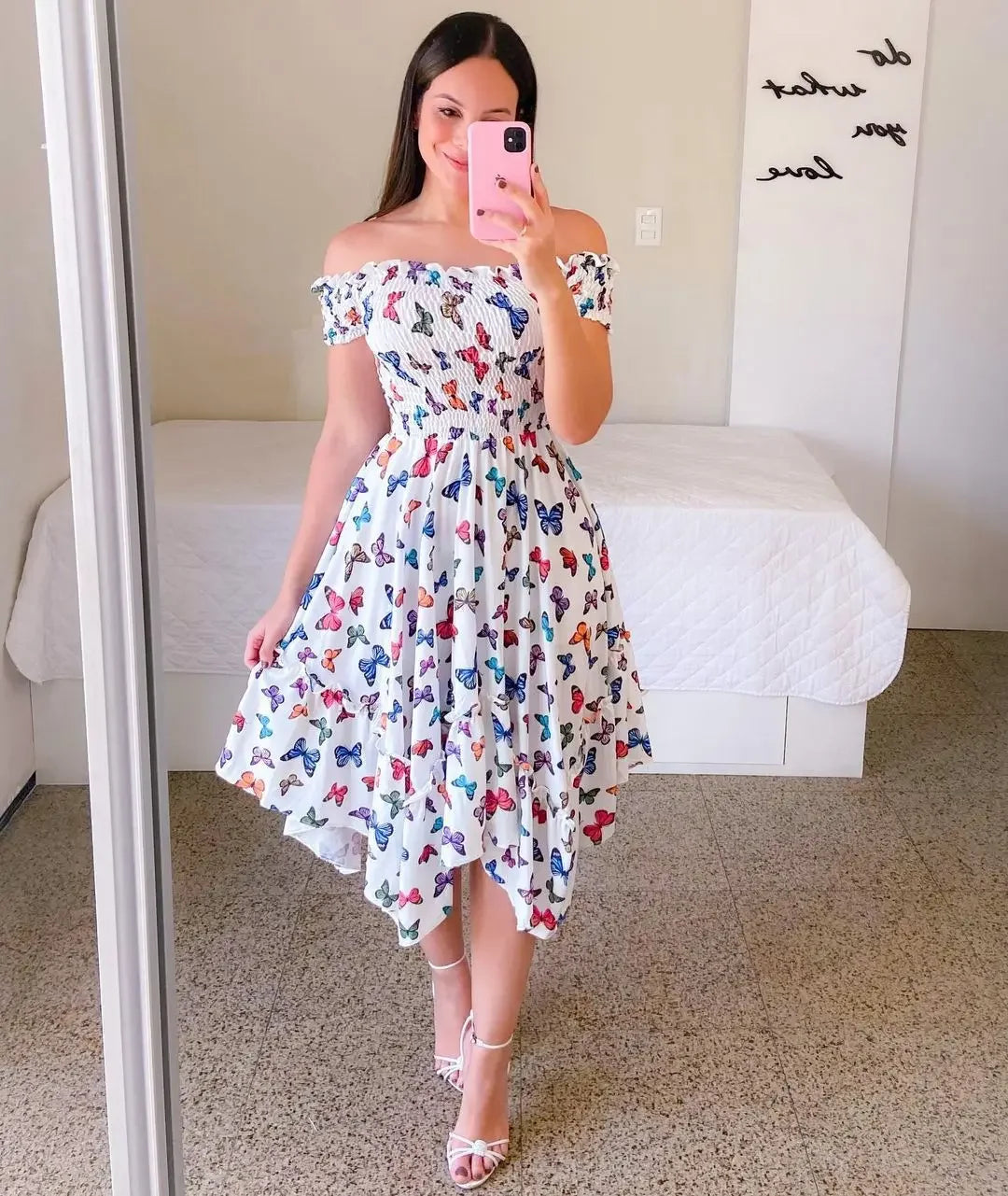 Elegant Floral Off-Shoulder Summer Dress