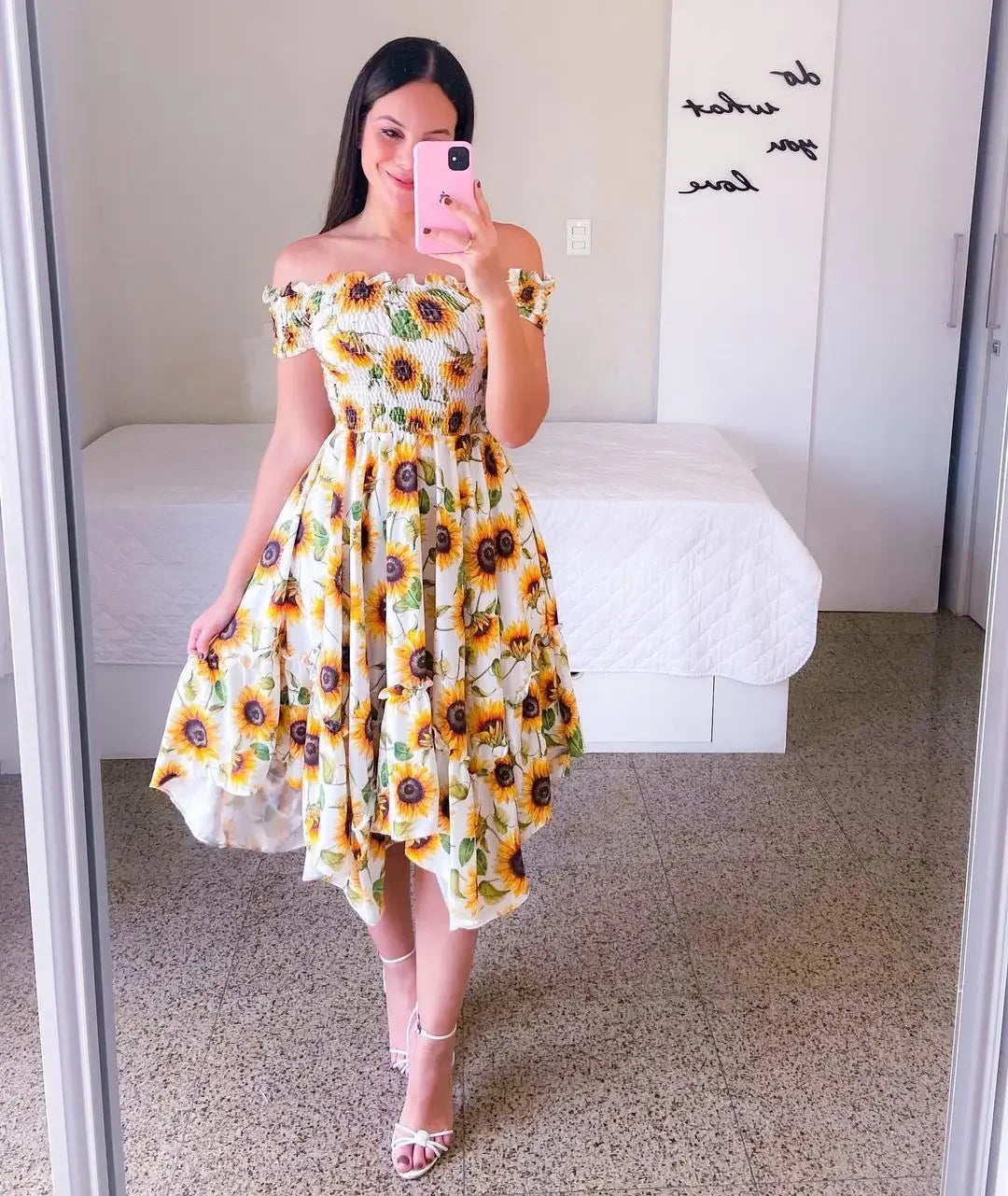 Elegant Floral Off-Shoulder Summer Dress