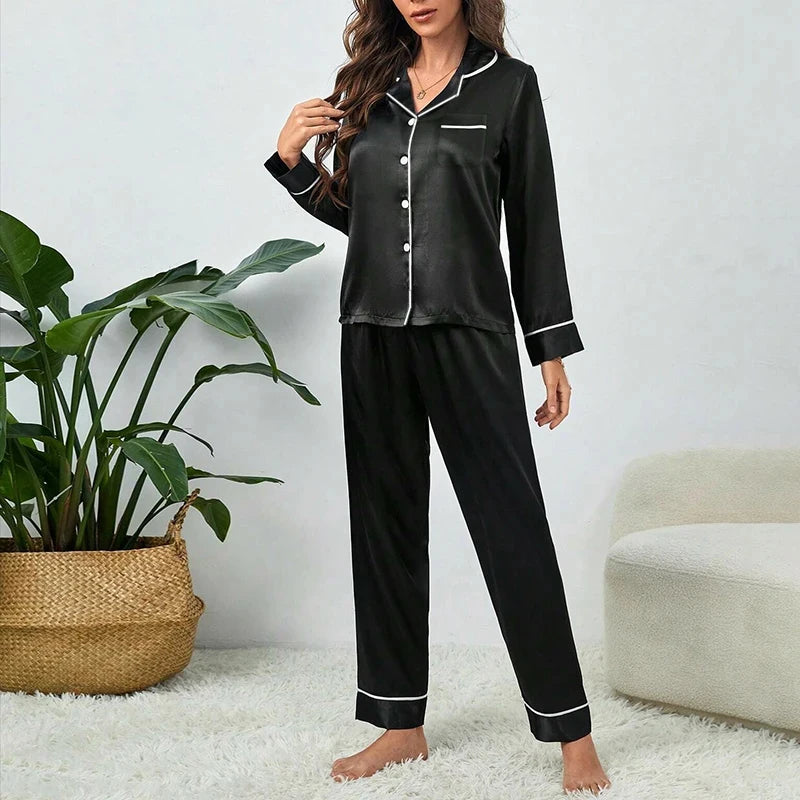 Comfortable Women's Satin Pajama Set